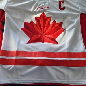 Bauer White & Red Maple Leaf Hockey Jersey